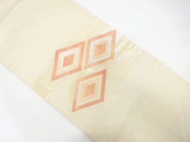 雲に菱模様織り出し　名古屋帯